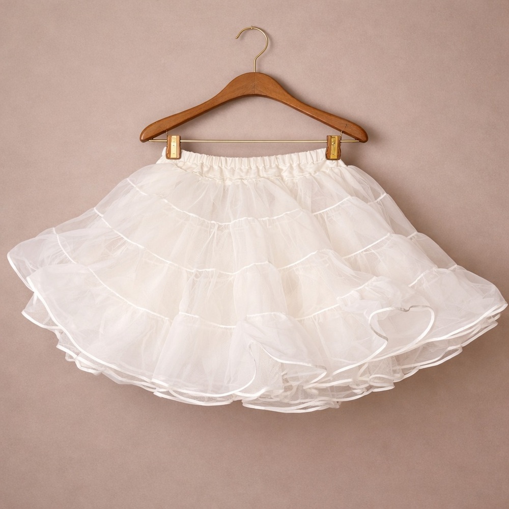 Tiered White Petticoat Slip Skirt - Unbranded